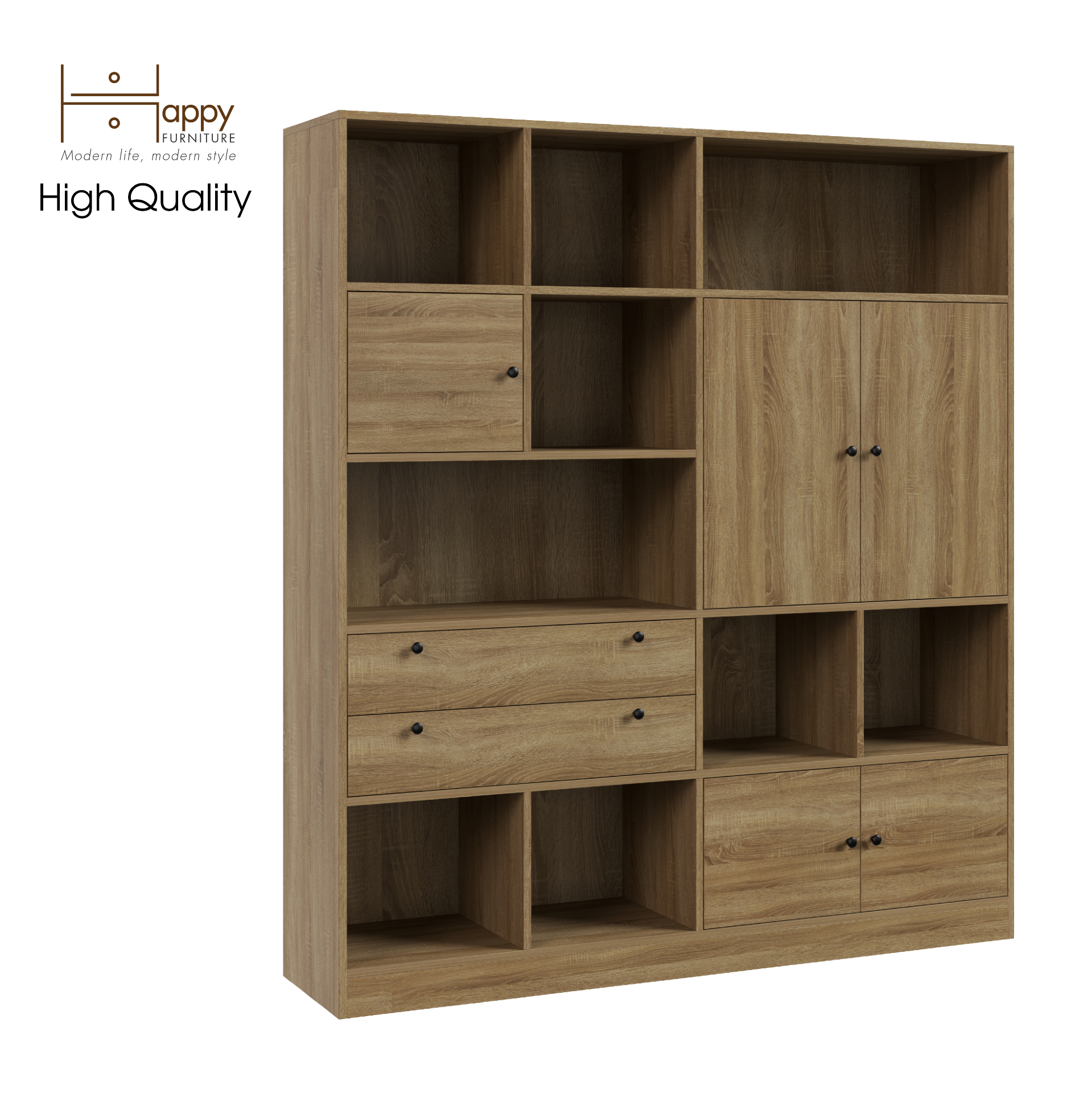 [Happy Home Furniture] CATY , Kệ sách nhiều ngăn - 1m6 x 1m8 ,  160cm x 38cm x 180cm (DxRxC), KSA_026