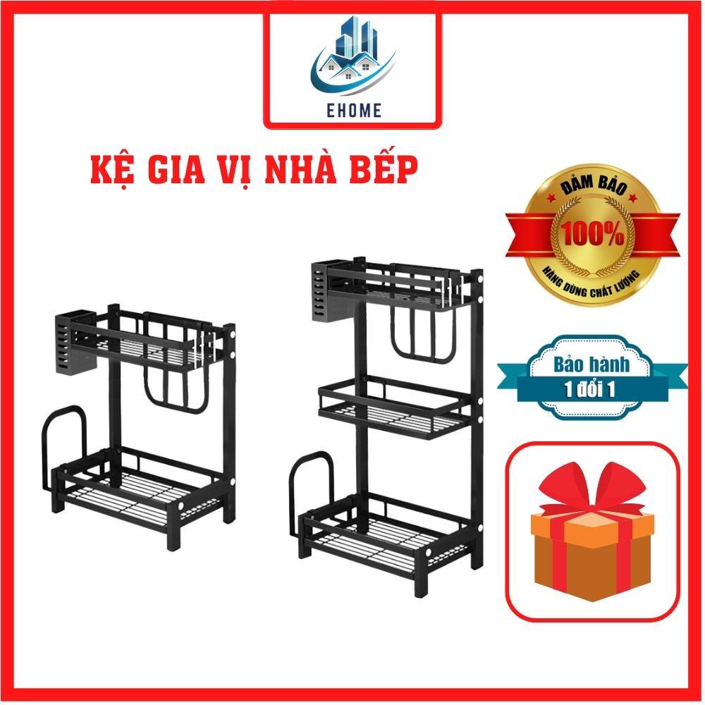 Kệ gia vị 2 tầng 3 tầng cao cấp đa năng để dao thớt nhà bếp thông minh để bàn ăn bằng sắt sơn tĩnh điện