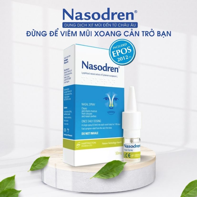 [MUA 1 TẶNG 1] Xịt giảm nhanh Viêm Xoang NASODREN - Giúp hỗ trợ chữa trị và cải thiện ngay tình trạng ngạt mũi, viêm mũi dị ứng, đau nhức đầu do Xoang cấp và mãn tính - hiệu quả cao, tiết kiệm chi phí - 100% thảo dược tự nhiên