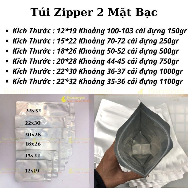 Túi Zip 2 Mặt Bạc Đáy Đứng Đựng Thực Phẩm