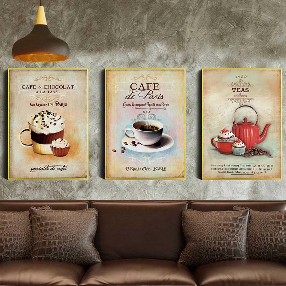 Bộ 3 tranh canvas treo tường Decor Tranh treo quán cafe, phong cách cổ điển - DC209