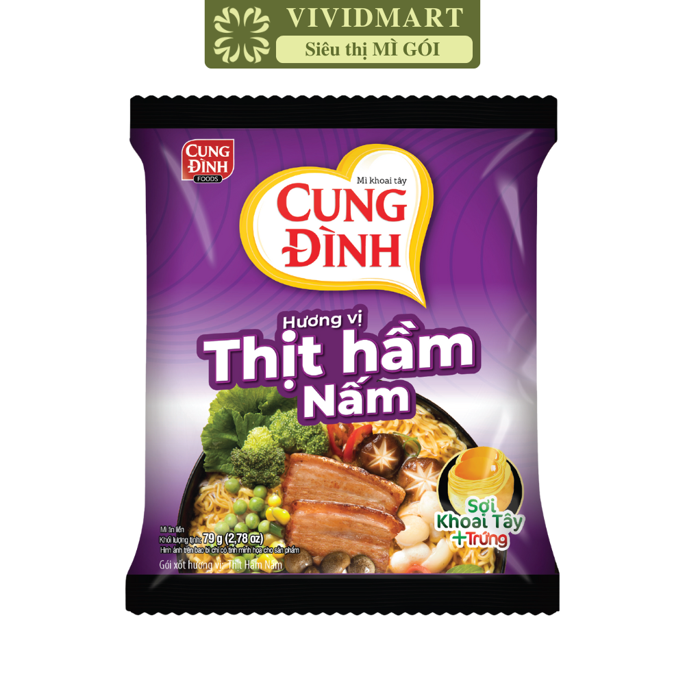 AFOTECH - Mì Cung Đình Thịt hầm nấm, Mì Thịt hầm nấm Cung Đình, Mì khoai tây Cung Đình ăn liền (79g/gói)