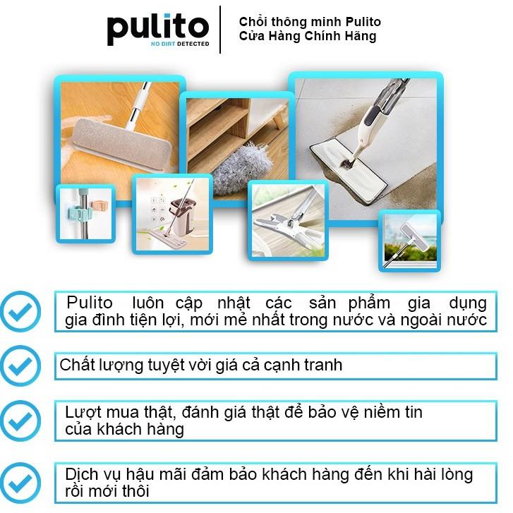 Hình ảnh Chổi Lau Sàn, Cây Lau Nhà Pulito Gạt Nước, Quét Gạch 2 Đầu Tiện Lợi, Dễ Điều Chỉnh Chiều Dài, Xoay 180 độ