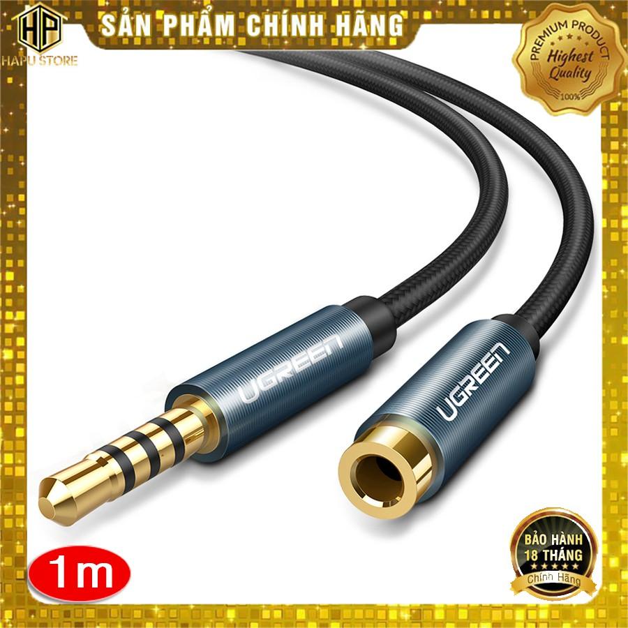 Cáp nối dài loa 1m Ugreen 40673 chuẩn 3.5mm 3 nấc hỗ trợ Mic - Hàng Chính Hãng