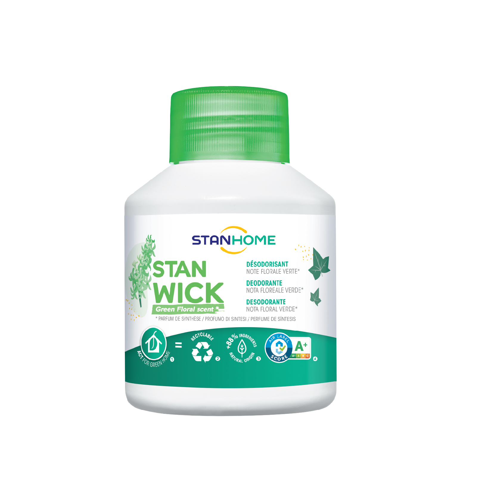 Sáp thơm khử mùi Stanhome Stan Wick Green Floral 250ml hương hoa cỏ mùa xuân tiêu chuẩn Air Label Score A+