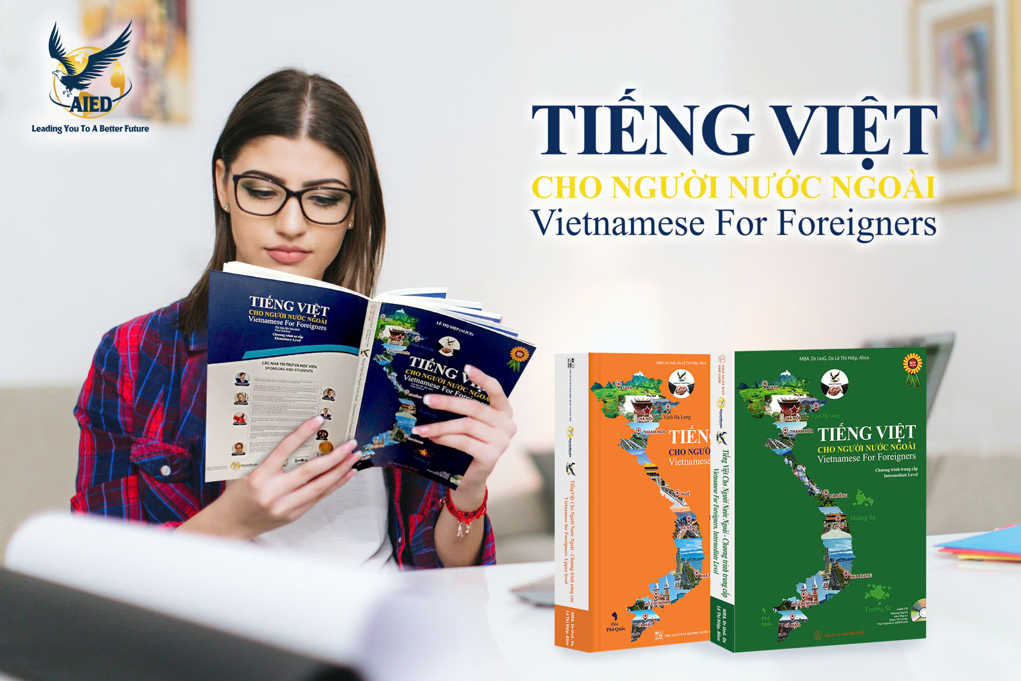 Bộ Sách Tiếng Việt cho người nước ngoài 3 cấp độ Sơ cấp tái bản - Trung cấp (Kèm CD) và Nâng cao (Kèm QR chứa file nghe)