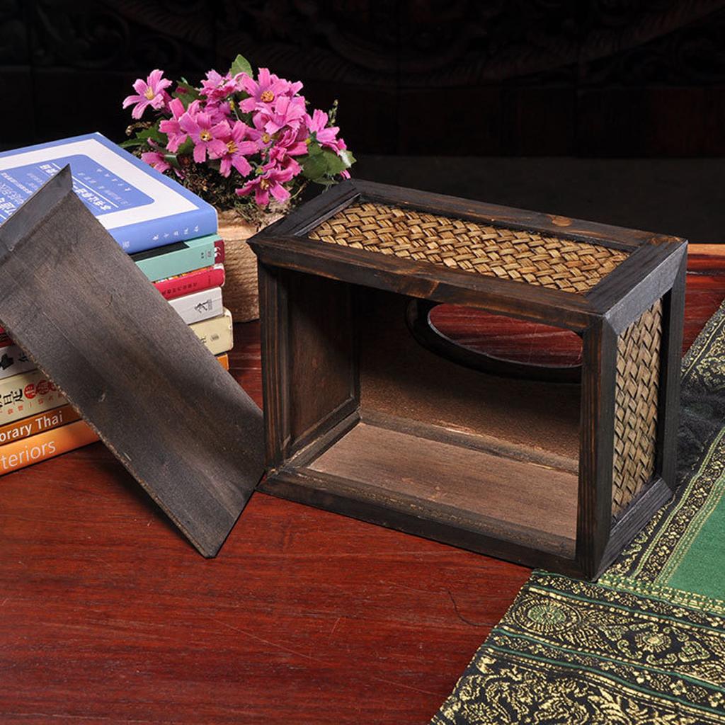 Bamboo Wood Rectangular Facial Tissue Box Cover Holder Home Office Car