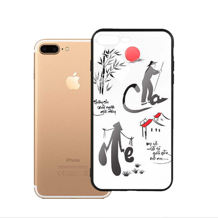 Ốp Lưng Kính Cường Lực cho điện thoại Iphone 7 Plus / 8 Plus - Cha Mẹ 02