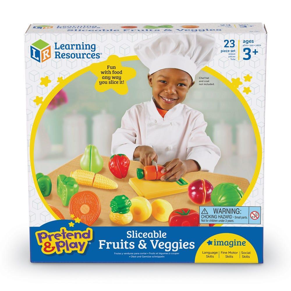 Learning Resources Bộ đồ chơi nhà bếp chủ đề cắt rau củ - Pretend &amp; Play Fruit, Cutting Fruits and Veggies Toy