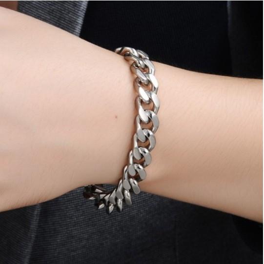 Vòng Tay Nam Lắc Tay Unisex Thời Trang Đeo Tay Nam Nữ Basic Màu Bạc