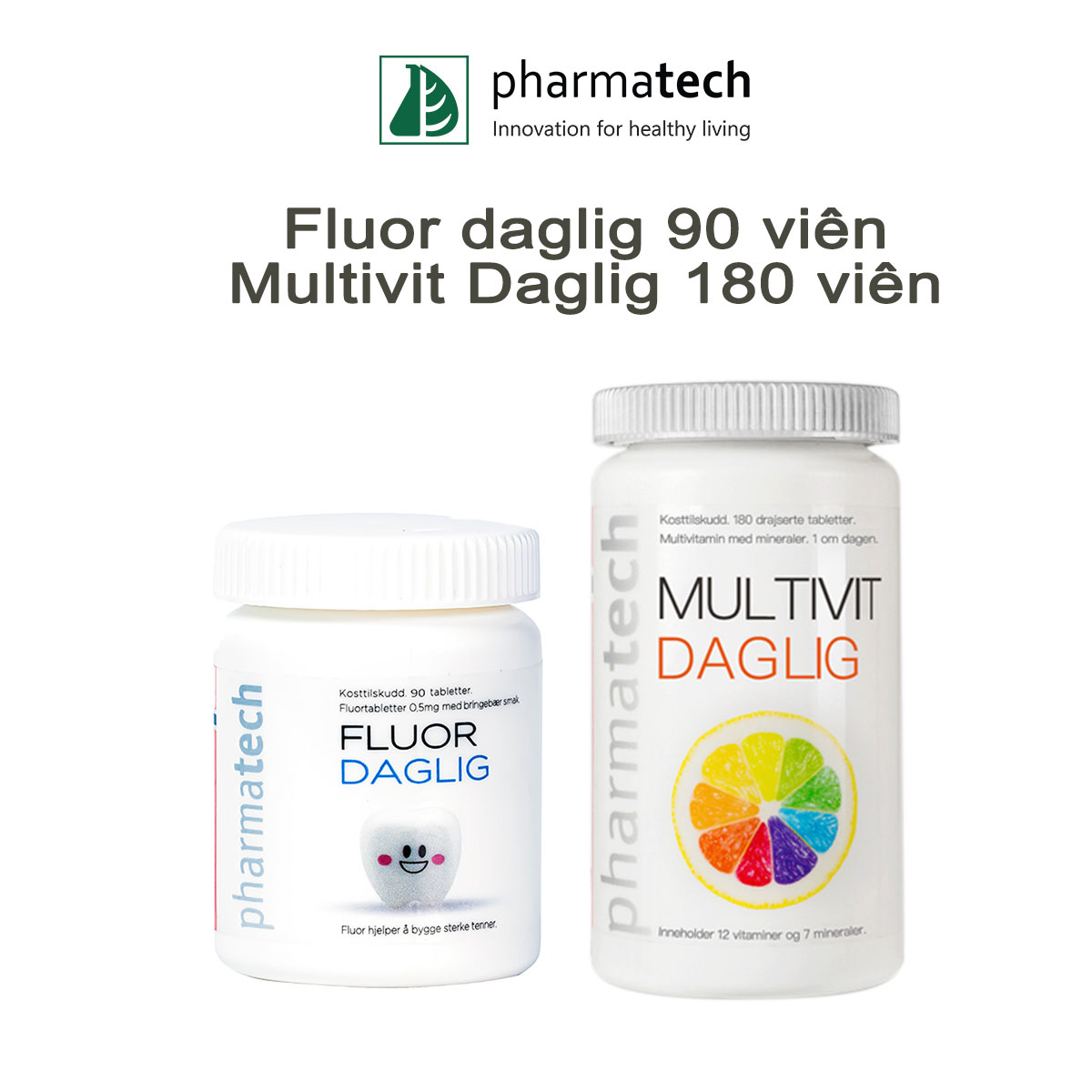 Combo viên uống bảo vệ sức khỏe Vitamin tổng hợp Multivit Daglig và Fluor Daglig Pharmatech