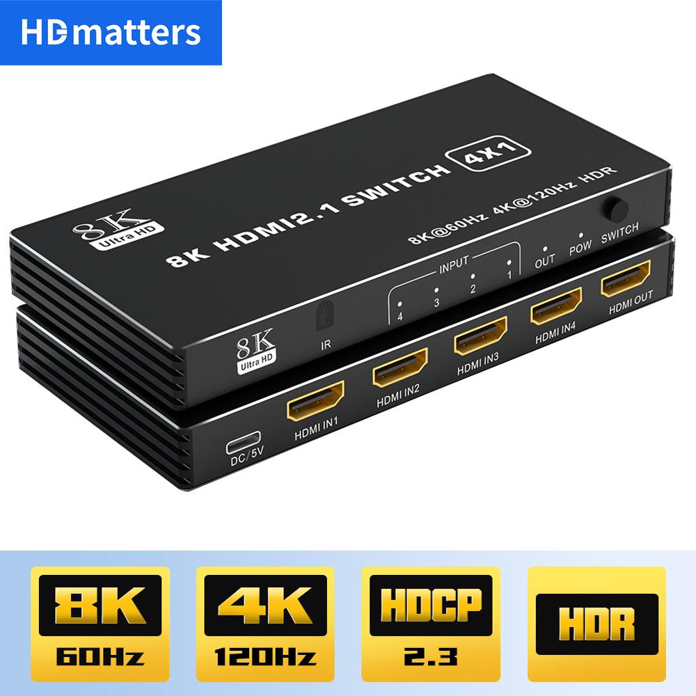 Bộ chia HDMI 2.1 120Hz 5 cổng Bộ chia HDMI 4K 120Hz CEC 48gbps Bộ chuyển HDMI 2.1 8K có điều khiển từ xa Dolby Vison