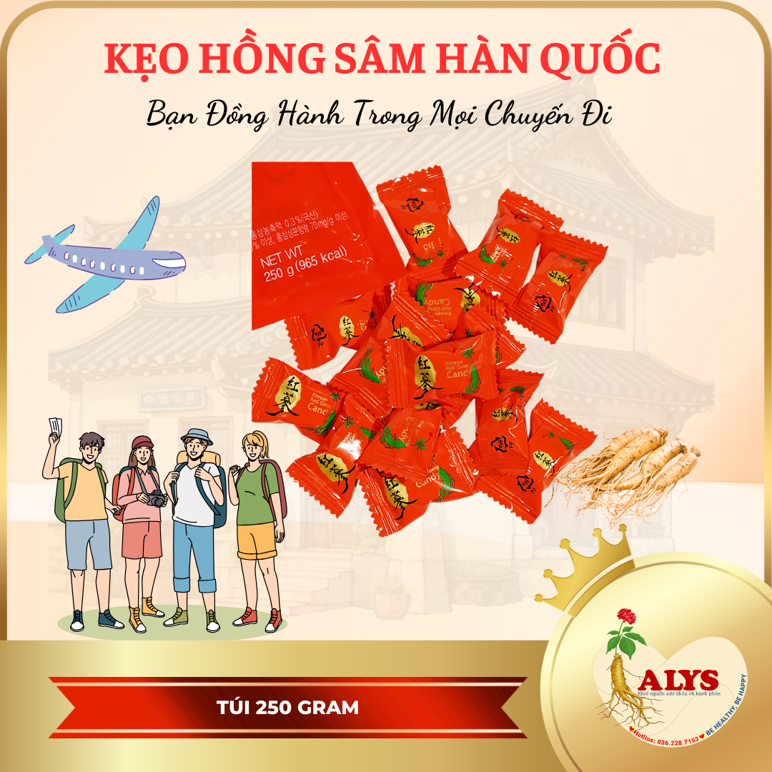Kẹo Hồng Sâm Hàn Quốc Daedong Túi 250 gram