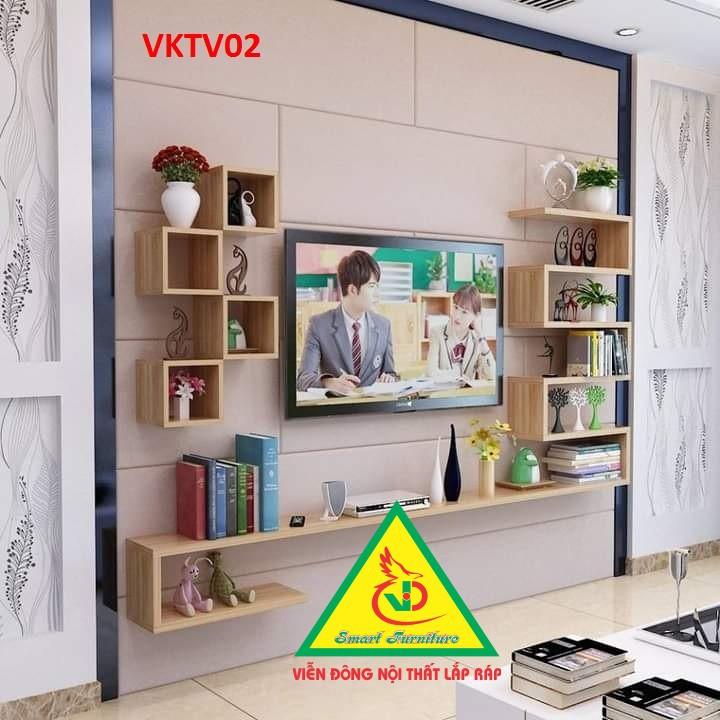 BỘ KỆ TI VI TREO TƯỜNG TRANG TRÍ VKTV02 - NỘI THẤT LÁP RÁP