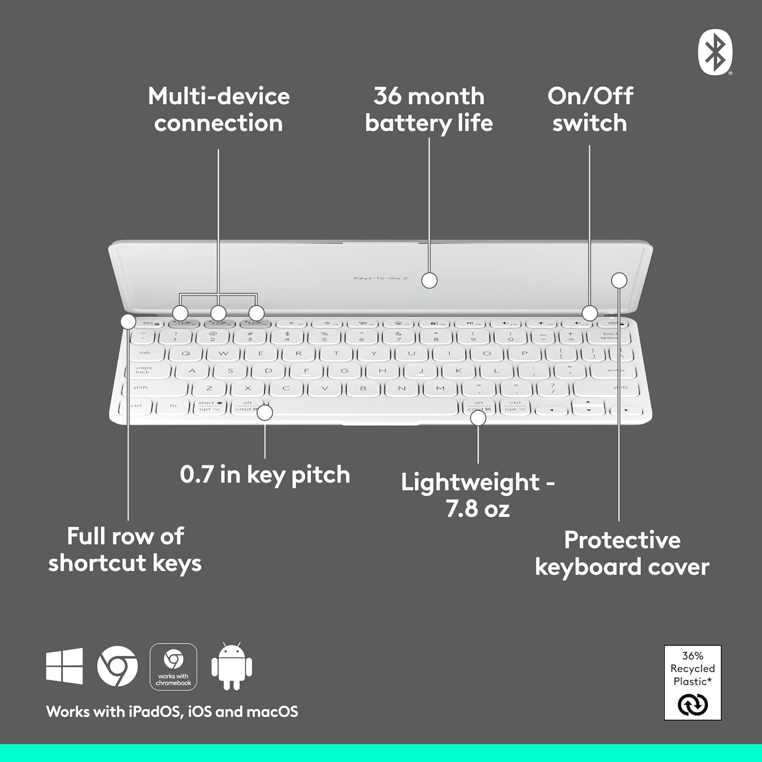 Bàn Phím Bluetooth Logitech Keys-To-Go 2 - hàng chính hãng