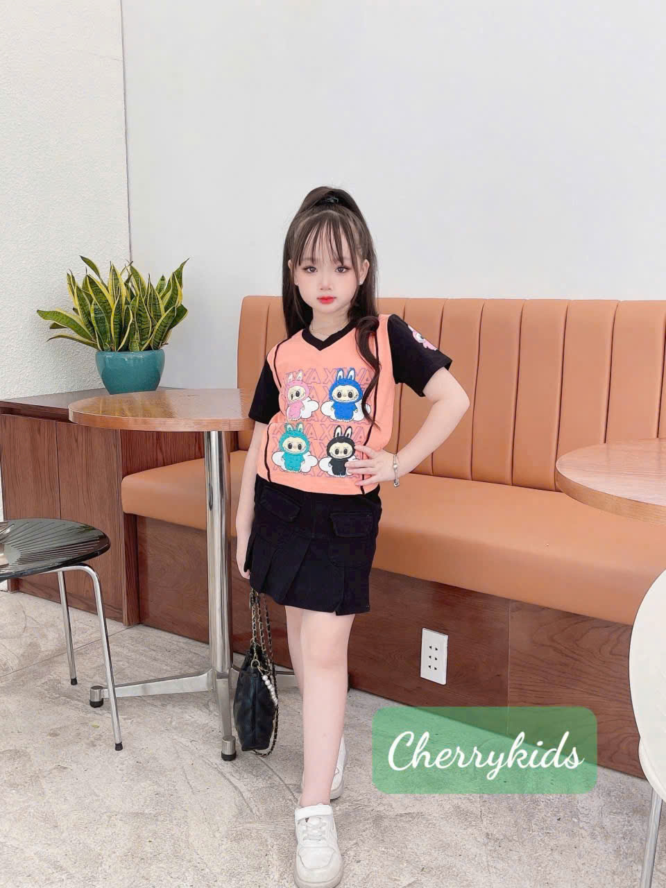 [XẢ HÀNG LẺ SIZE] Đồ bộ bé gái, Set váy cho bé gái Labubu từ 10-40kg chất cotton mềm mịn mát