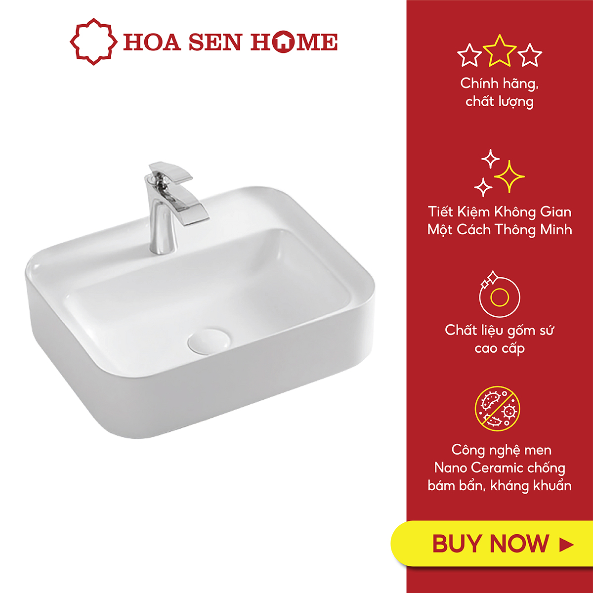 Lavabo đa năng TUSLO L011 gốm sứ tráng men Nano Ceramic kháng khuẩn - Hoa Sen Home - Hàng chính hãng
