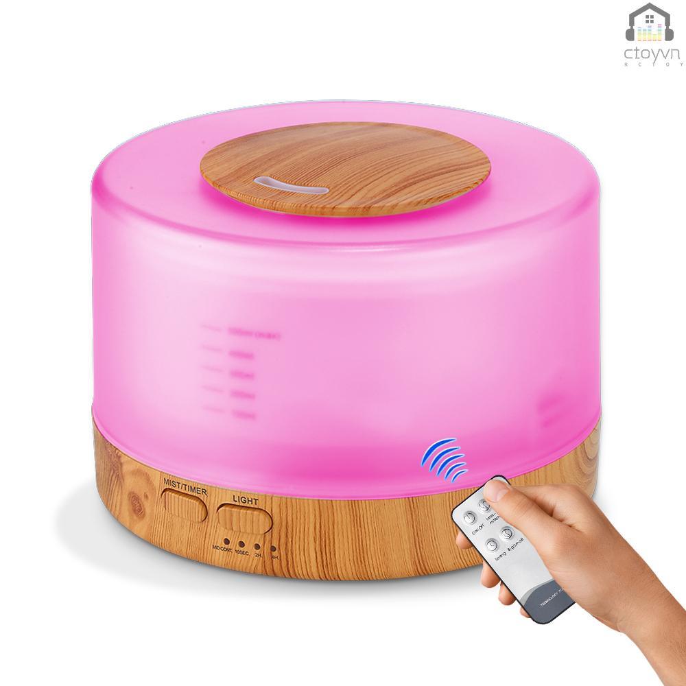 Máy khuếch tán tinh dầu tạo độ ẩm không khí có đèn LED 7 màu điều khiển 3 chế độ điều khiển từ xa 500ml