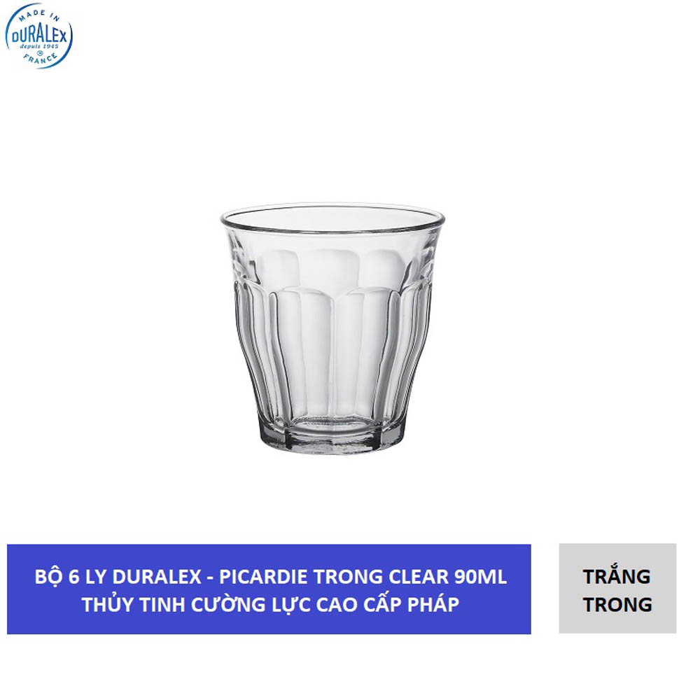 {Hàng chính hãng} Bộ 6 ly Duralex - Picardie Trong Clear Thủy tinh cường lực cao cấp Pháp