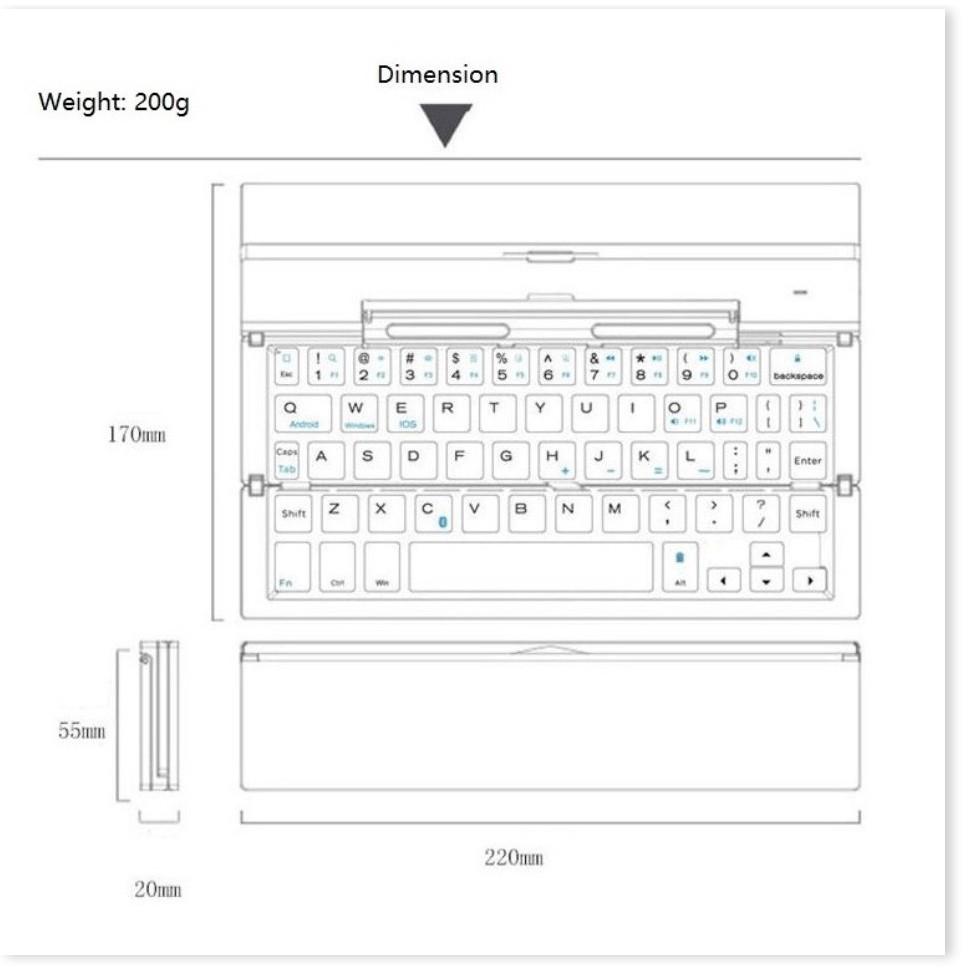 Bàn phím xếp gọn không dây Bluetooth 3.0 New Tri-fold aluminum