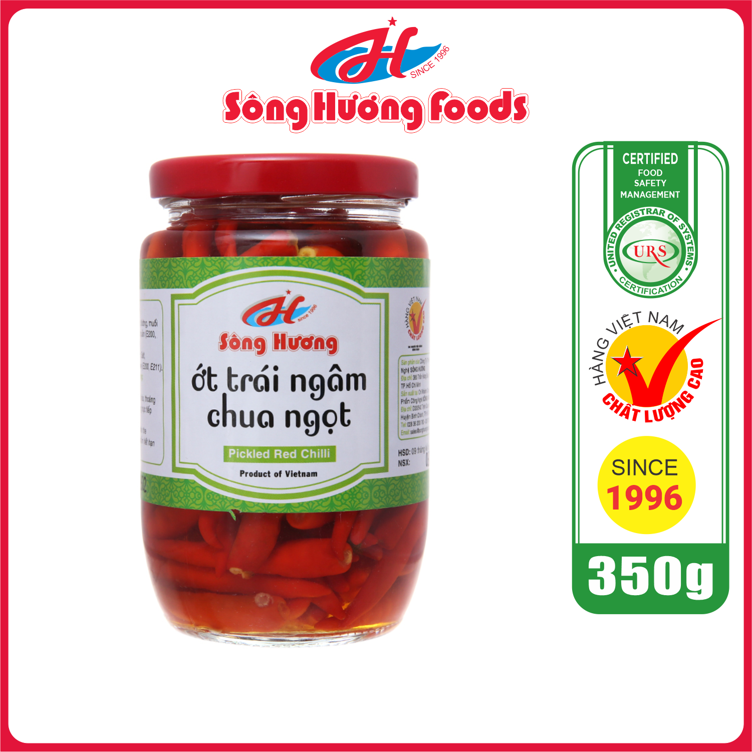 Ớt Ngâm Chua Ngọt Sông Hương Foods Hũ 350g