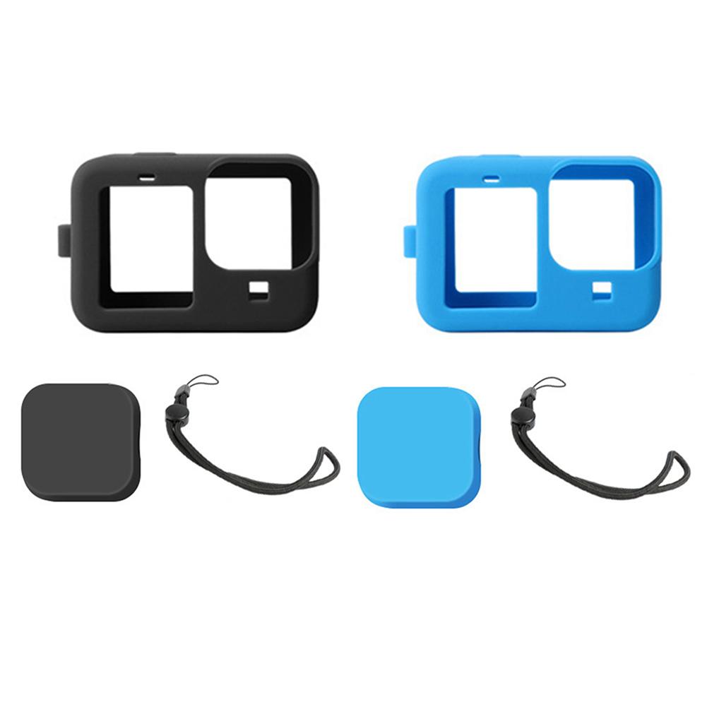 Vỏ silicone cho anh hùng 10 9 Khung nhà ở ống kính bảo vệ nắp ống kính với phụ kiện camera thể thao dây buộc