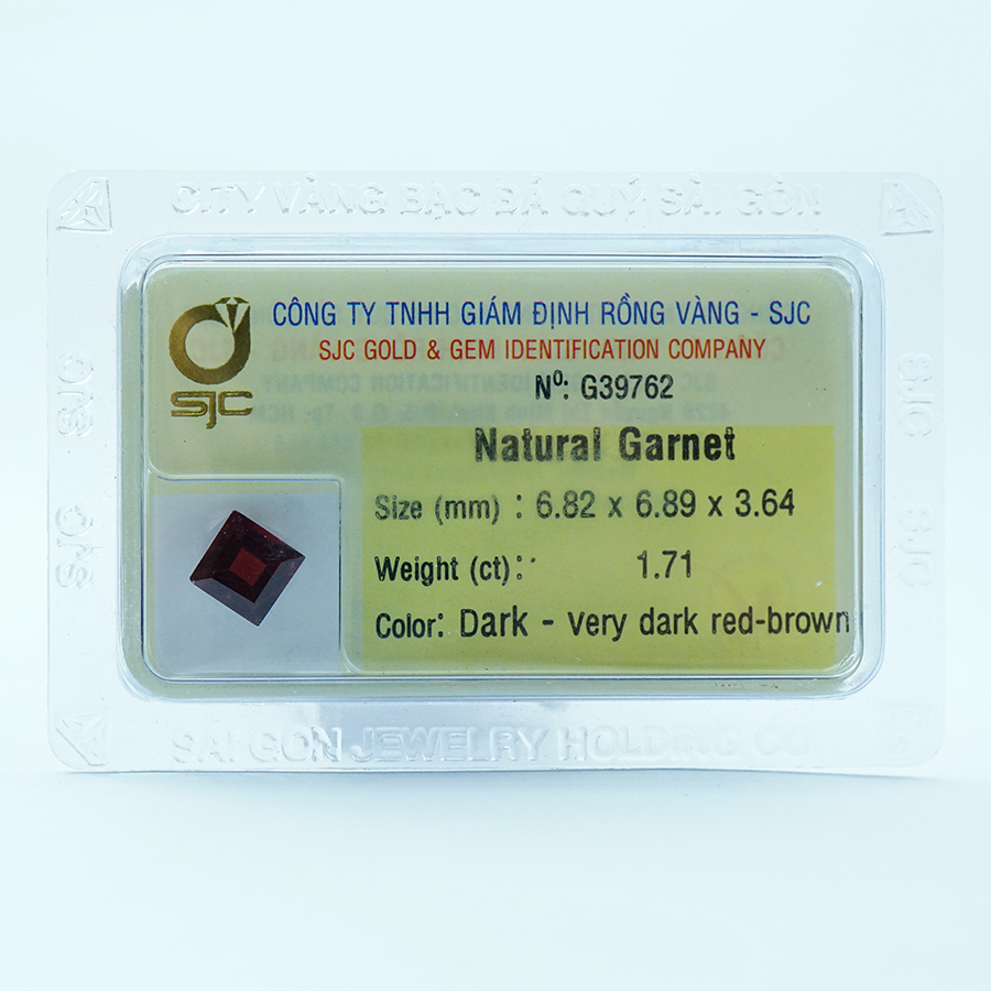 Viên đá kiểm định Garnet tự nhiên mài giác vuông