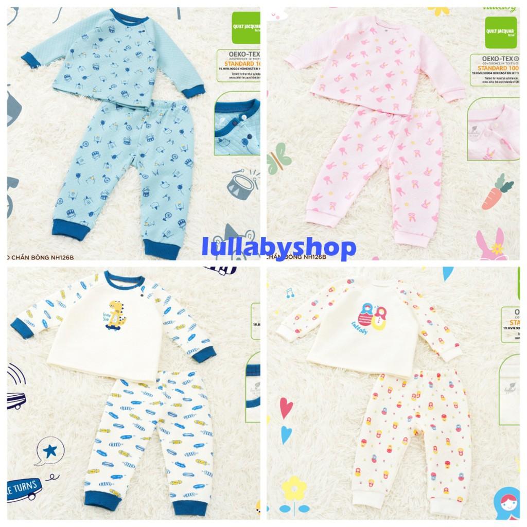 Bộ quần áo chần bông Lullaby NH126B, bộ thu đông bé trai, bé gái cao cấp