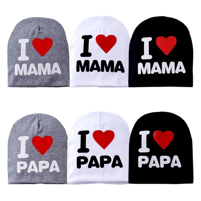 Nón cotton I love papa mama nhiều màu cho bé