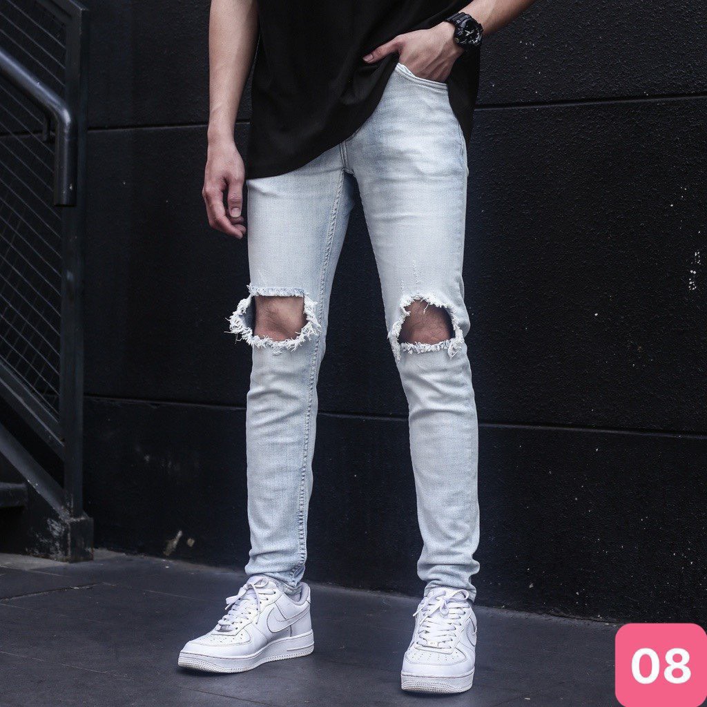 Quần Jean Nam - Quần Bò Nam Co Dãn Phối Rách Ôm Form Tôn Dáng Chuẩn, Quần Jean Thời Trang Cao Cấp Nam Muradfashion MS085