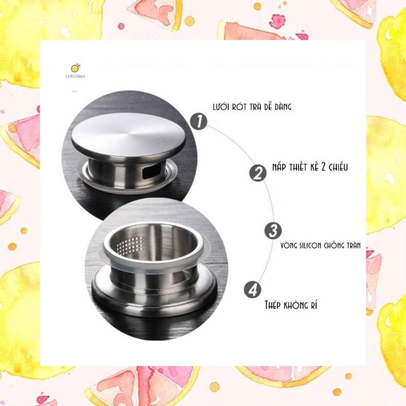 Bình trà thủy tinh chịu nhiệt dáng cao nắp inox 1000ml 1200ml 1500ml KT017