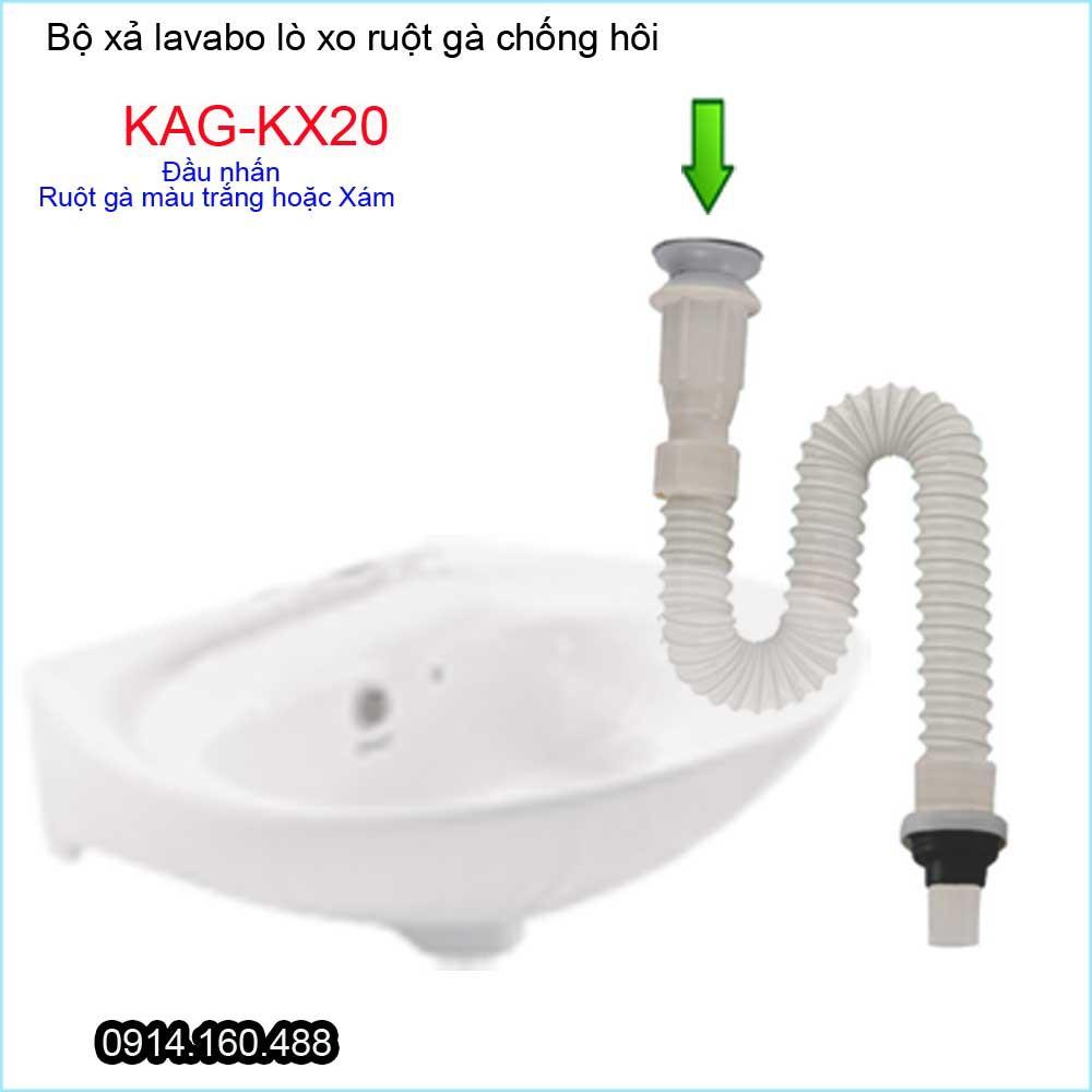 Bộ xả lavabo KAG-KX20 nhấn tay, xả ruột gà ống nhựa mềm chậu lavabo rửa mặt thoát nhanh giá tốt sử dụng tốt