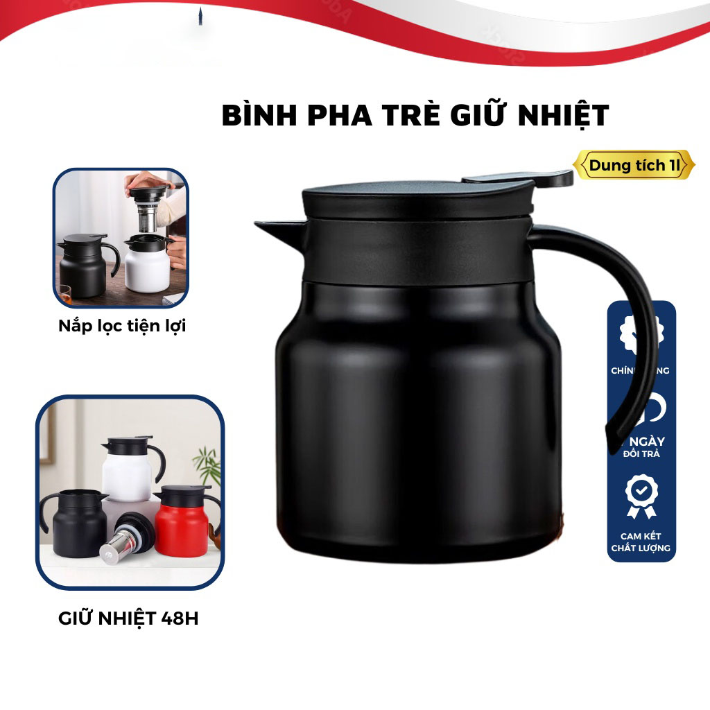 Ấm giữ nhiệt pha trà inox 316 có lọc trà 1000ml