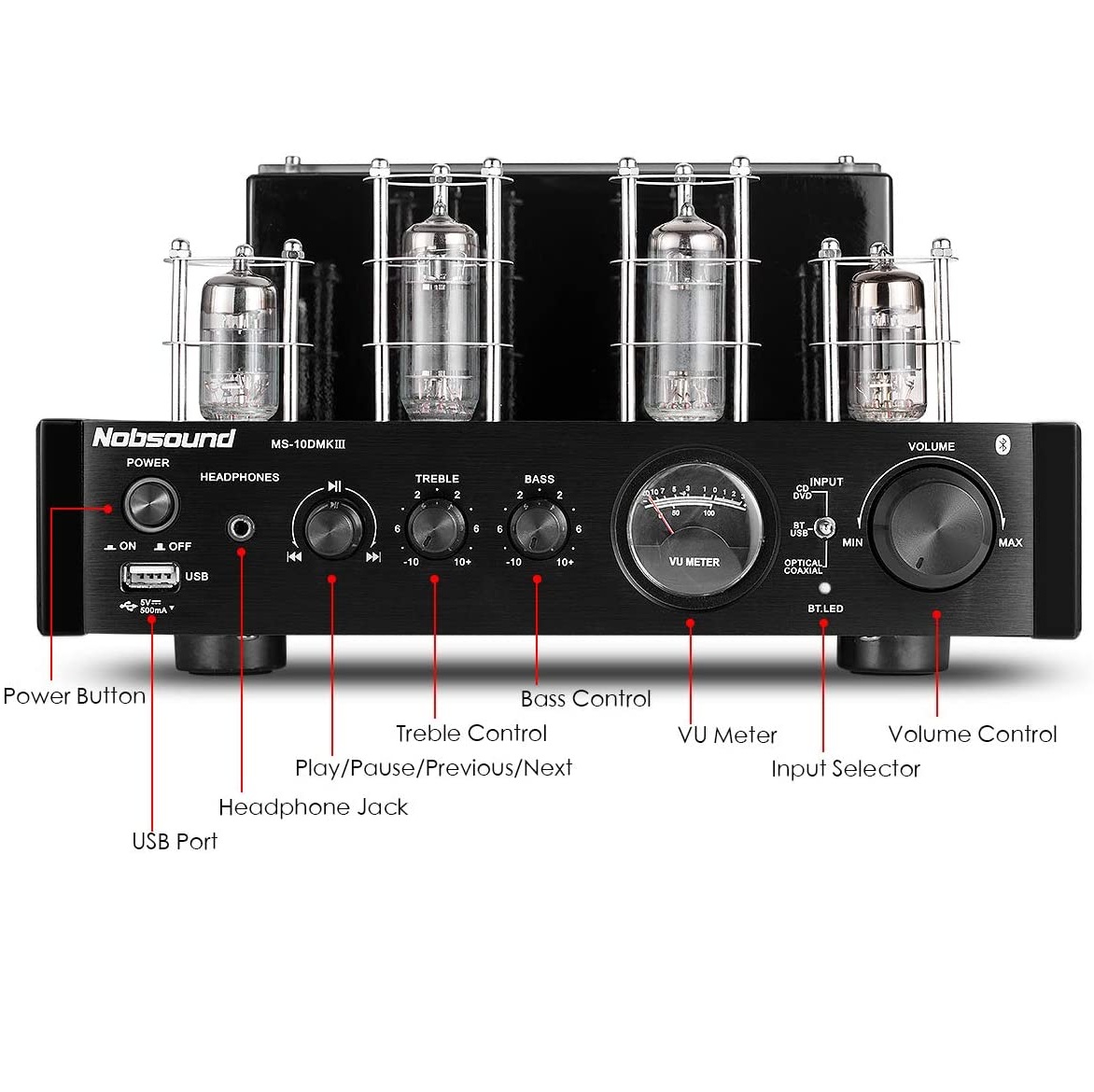 Bộ Amplifier Đèn Mini Bluetooth Nobsound MS-10D MKIII Cao Cấp - Hàng Chính Hãng