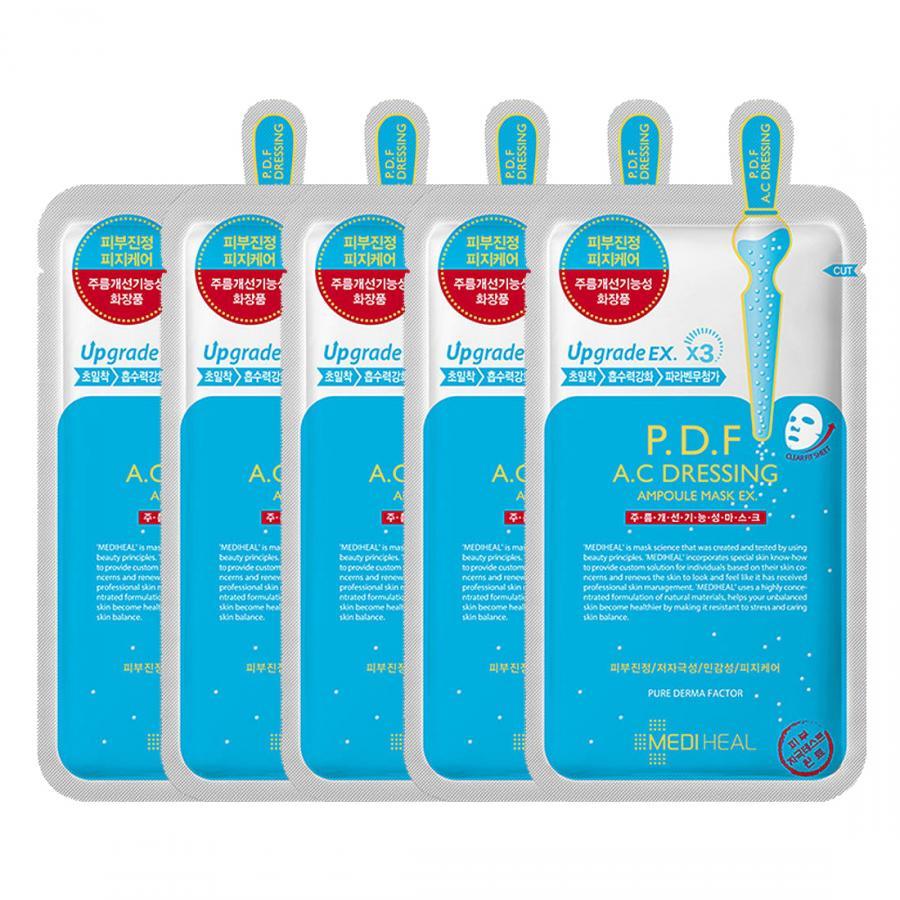 Combo 5 Mặt Nạ Chứa Tinh Chất P.D.F Làm Dịu Da Dành Cho Da Mụn Mediheal P.D.F Ac-Dressing Ampoule Mask Ex