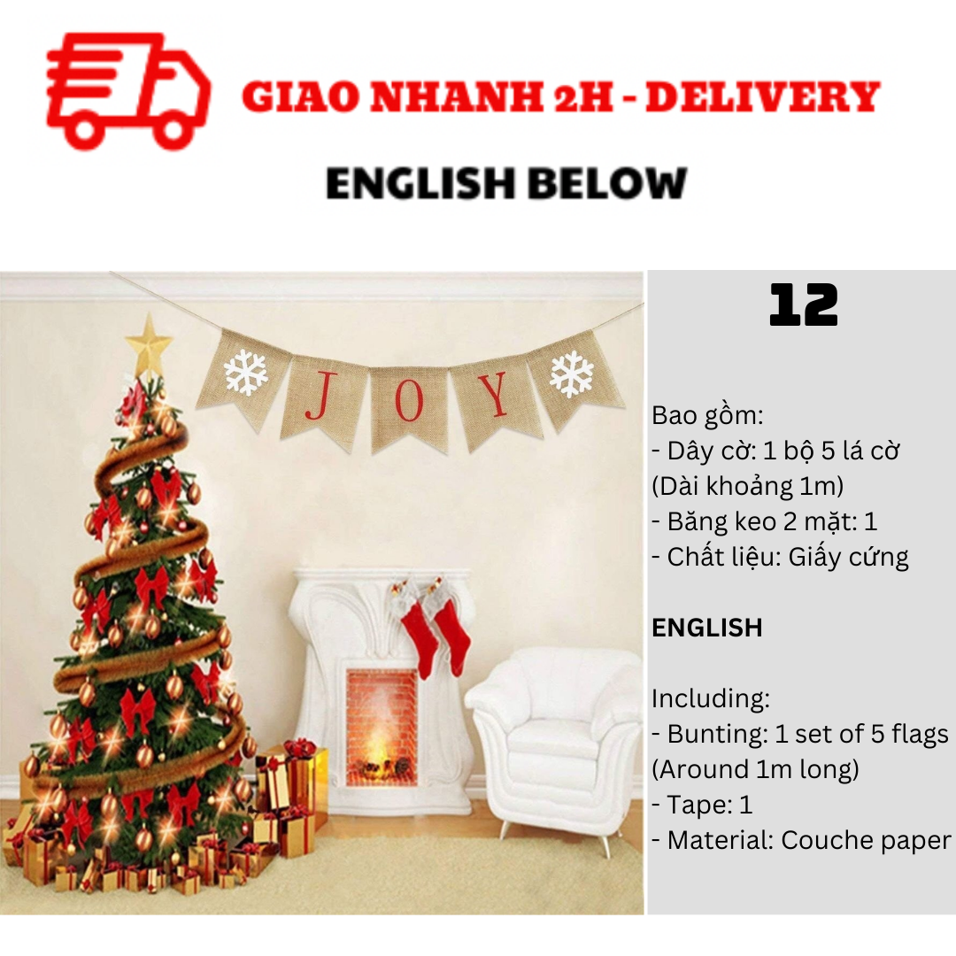 Bộ Dây Cờ Noel Trang Trí Tiệc Nhiều Mẫu - Merry Christmas Bunting DCXM31