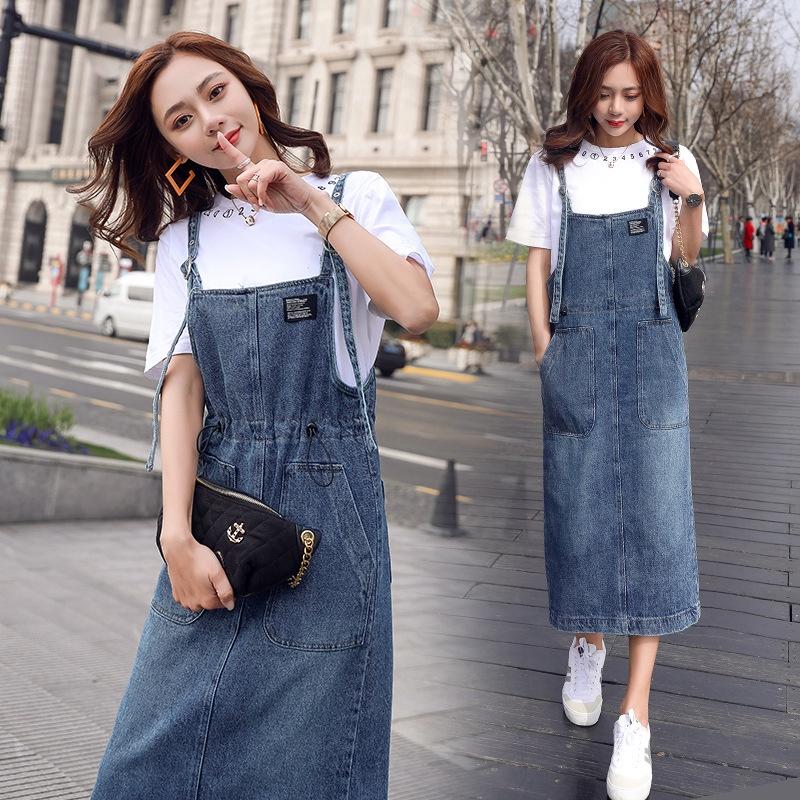 Yếm Váy Jeans Nữ Yurita Chất Bò Phối 2 Túi Trước Kèm Dây Rút Eo Mang Phong Cách Ulzzang Hàn Quốc