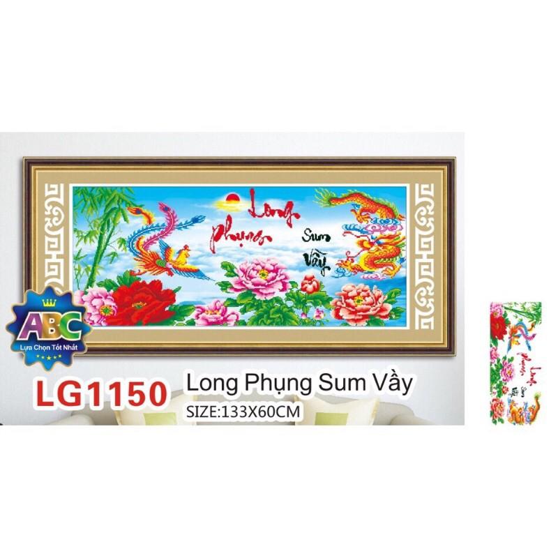 Tranh đinhs đá Long Phụng Sum Vầy Lg1150 (133x60) chưa đính