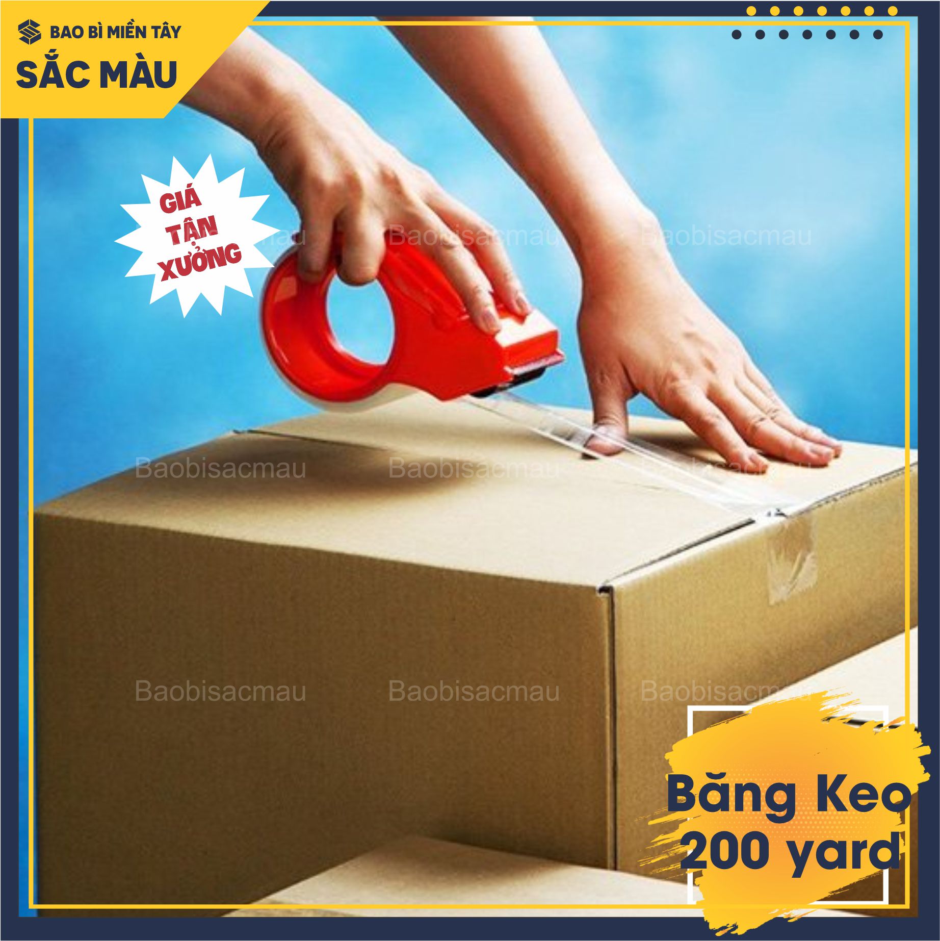 6 Cuộn băng keo/ băng dính trong 200 yard chất lượng cao dùng để đóng gói hàng hóa