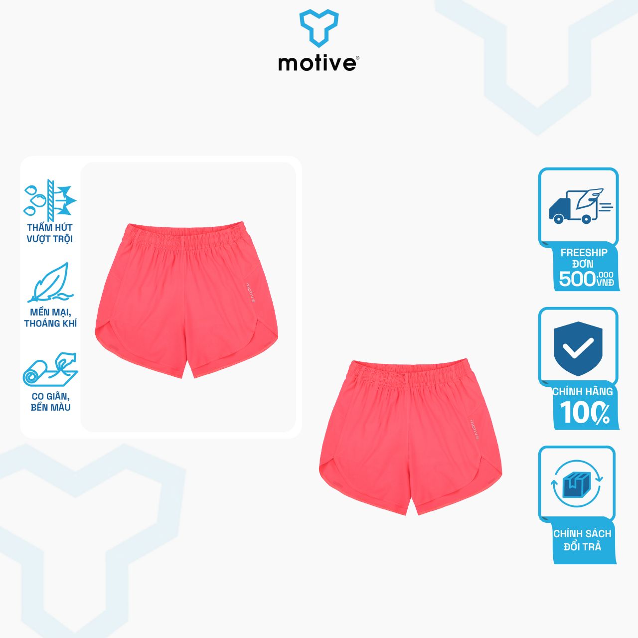 Quần Short Thể Thao Chạy Bộ Nữ MOTIVE WOMEN SHORT RUNNING (Quần có lót boxer) - Màu Hồng
