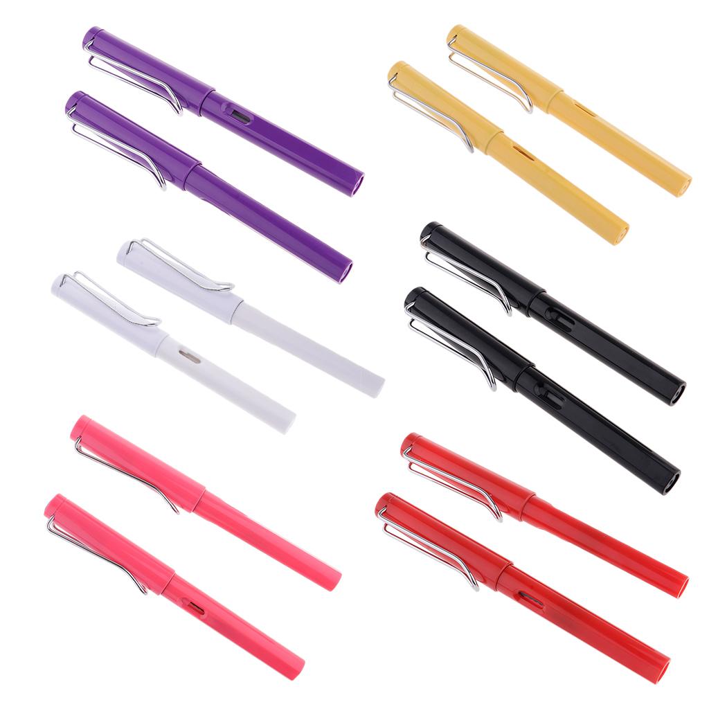 Nice Smooth Surface Colorful Plastic Design Fountain Pen Silver Color Metal Hooks Ink Pen Fine Nib Portable