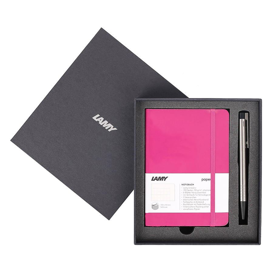 Gift Set Lamy Notebook A6 Softcover Pink + Lamy Logo Steel - GSA6-Lo006