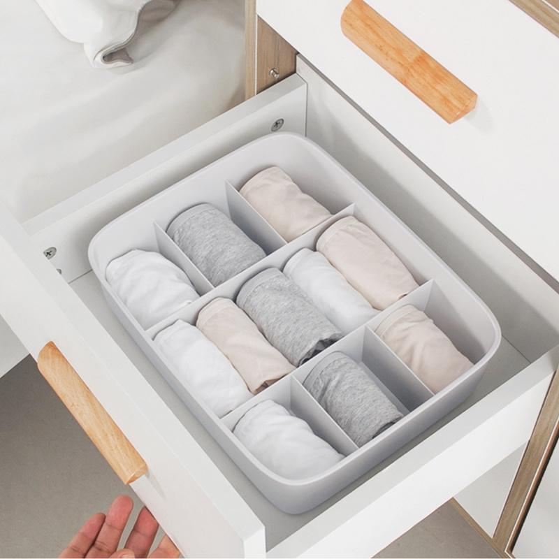 Hộp nhựa vuông nhiều ngăn đựng tất và đồ lót gọn gàng Nhựa PP dày bền Plastic Underwear Scarves Socks Bra Organizer