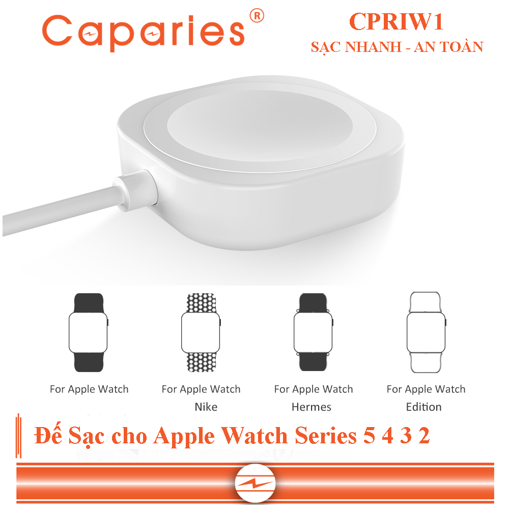 Đế Sạc Nhanh Không Dây CAPARIES CPRIW1 Cho  Apple iWatch Series 5 4 3 2 - Hàng Chính Hãng