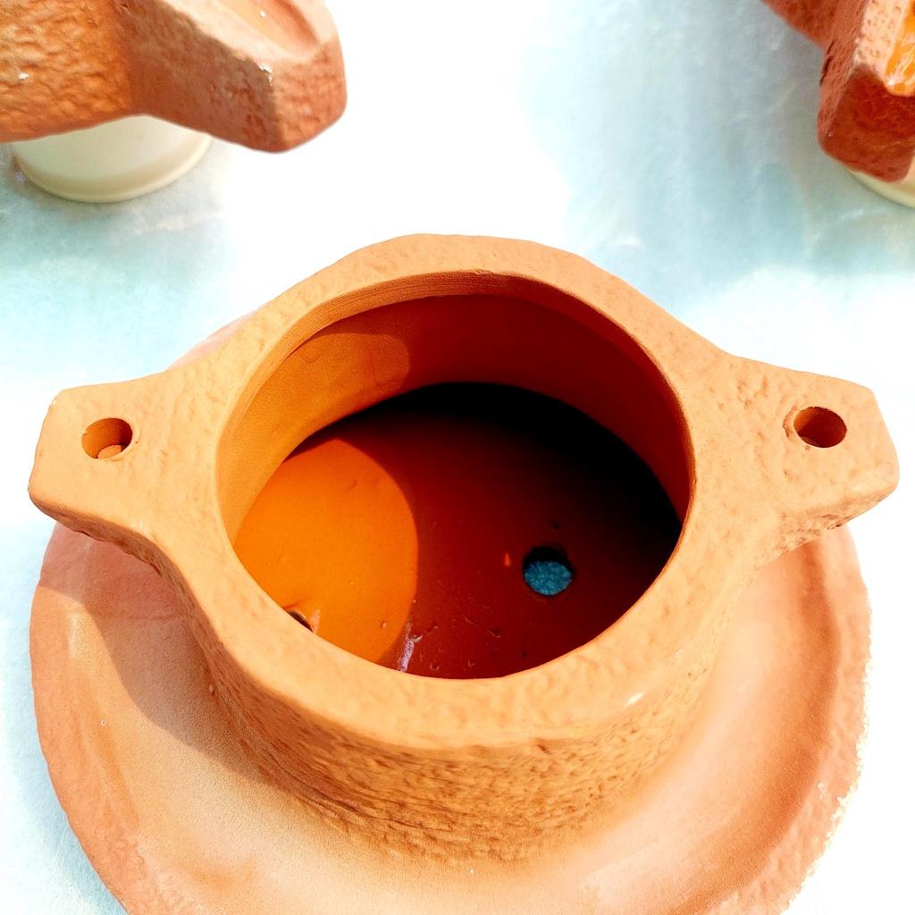 Chậu đất nung - Cối xoay, miệng chậu 10cm, chiều cao 10cm