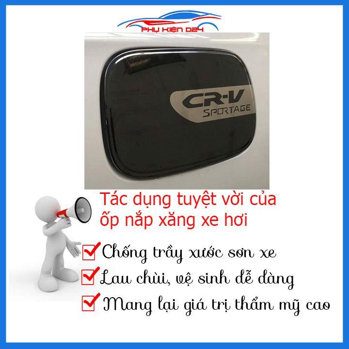 Ốp nắp bình xăng CRV 2018-2019-2020-2021 vân titan chống trầy trang trí ô tô