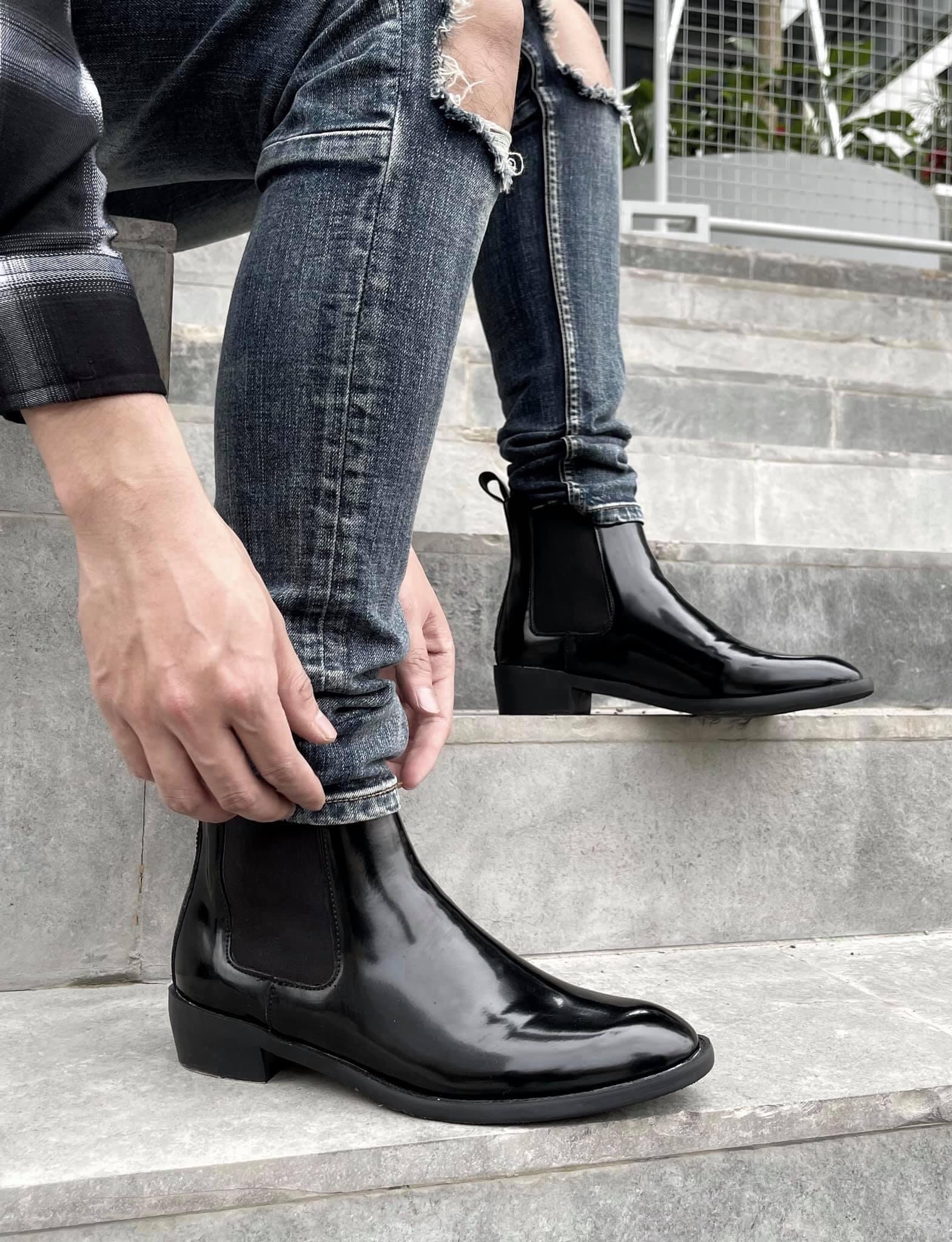 Giày Chelsea boot Nam - DySeven - Chất Liệu Cao Cấp Da Bóng Không Nhăn Nổi Bật Giữa Đám Đông