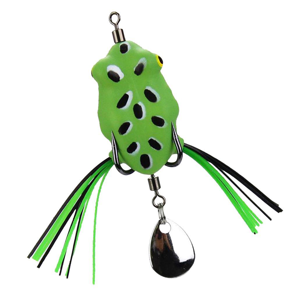 Soft Fishing Artificial Ray Frog With Hook Sequins Tail Green
