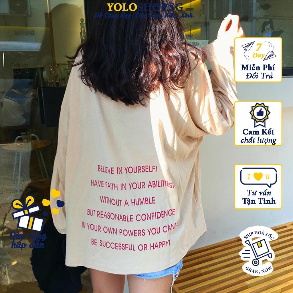 Áo thun dài tay BELIEVE phông Unisex nam nữ tee oversize form rộng pull Ulzzang Streetwear Hàn Quốc vải mềm