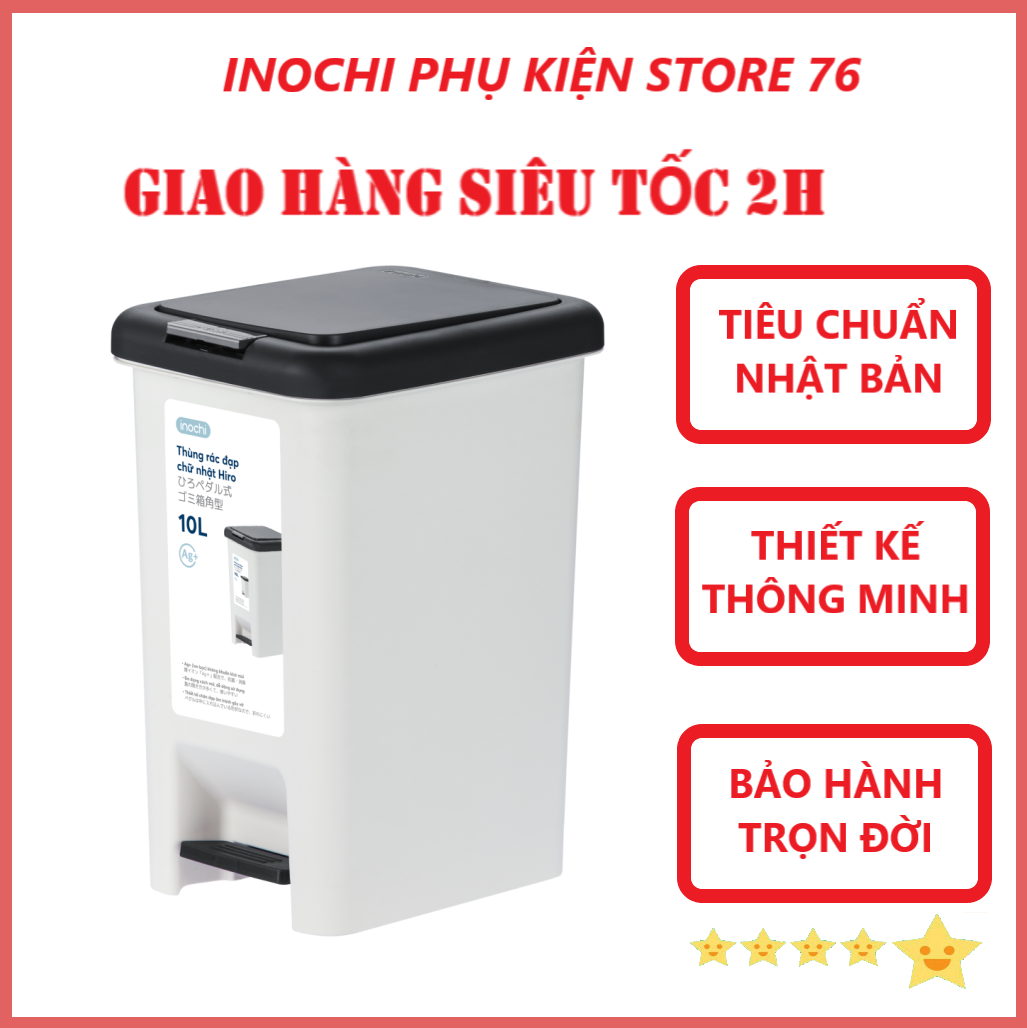 Thùng Rác Đạp Chân Hình Chữ Nhật Nhiều Cỡ Kèm Ruột Hiro Hàng Xuất Nhật - Chính Hãng Giao màu ngẫu nhiên